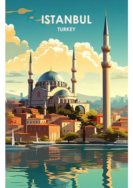 Istanbul Retro Duvar Poster 30X42 cm Çerçevesiz