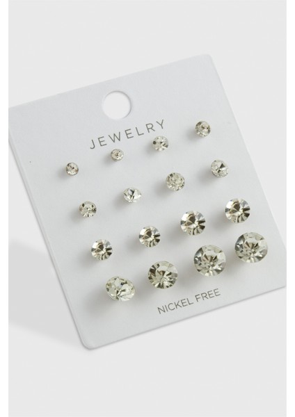 12 Adet Tek Taşlı Küpe