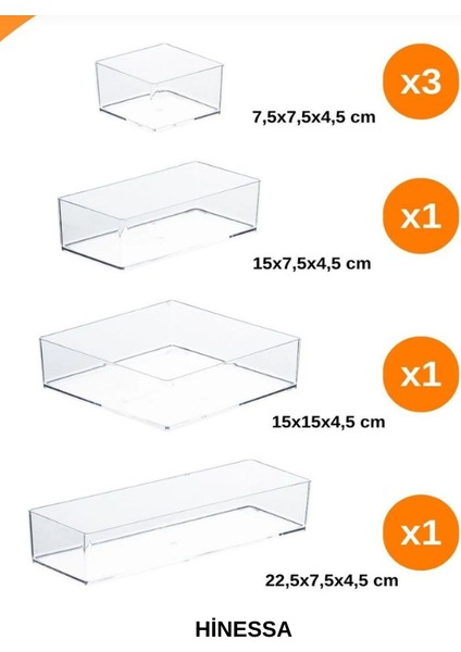 6'lı Takı Aksesuar Düzenleyici Kutu - Çok Amaçlı Çekmece İçi Düzenleyici