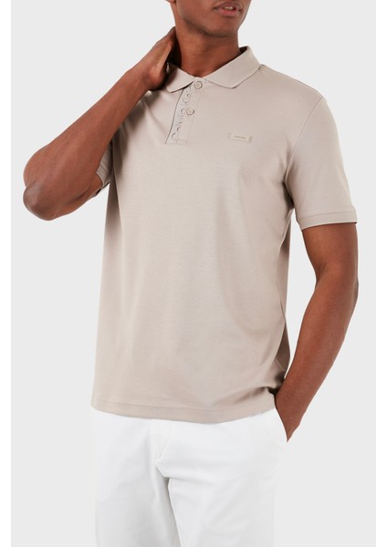 Calvin Klein Logolu % 100 Pamuk Düğmeli Polo Yaka T Shirt K10K112473PAN Erkek Polo Yaka T Shirt K10K112473 Pan