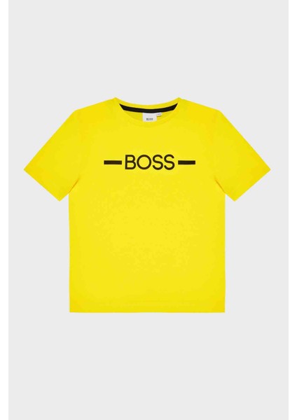 Pamuklu Bisiklet Yaka Çocuk T Shirt T Shirt 25G97/553 Yellow