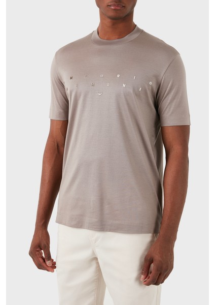 Logolu Bisiklet Yaka Relaxed Erkek T Shirt 3D1Ta2 1Juvz 06H3