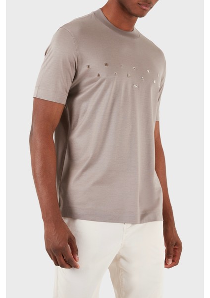 Logolu Bisiklet Yaka Relaxed Erkek T Shirt 3D1Ta2 1Juvz 06H3 fırsatları