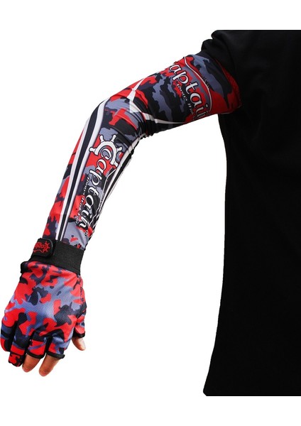 Fisherman Style Camo Red Set Cap+Eldiven+Kolluk+Buff