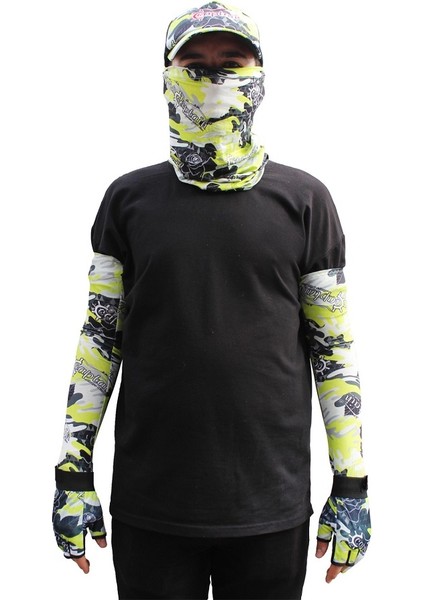 Fisherman Style Camo Green Set Cap+Eldiven+Kolluk+Buff