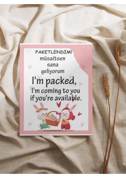 Paketlendim Müsaitsen Sana Geliyorum-Türkçe-Ingilizce 5,2x8,2 cm 100 Adet