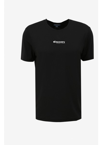 Siyah Erkek Bisiklet Yaka Basic Uv Apreli T-Shirt D4SM-TST3260