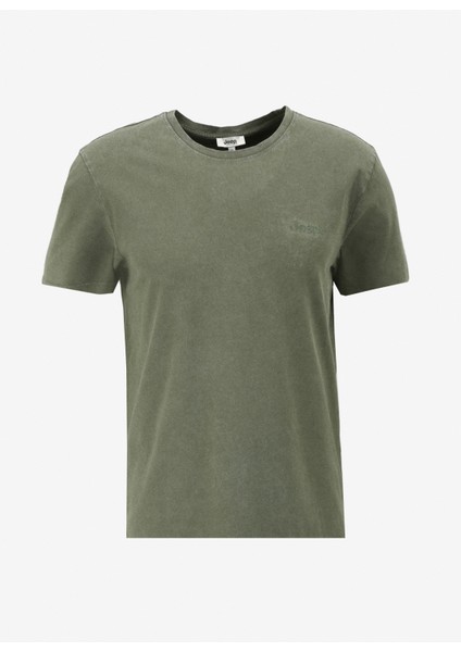 Haki Erkek Bisiklet Yaka Relaxed Baskılı T-Shirt C4SM-TST4707