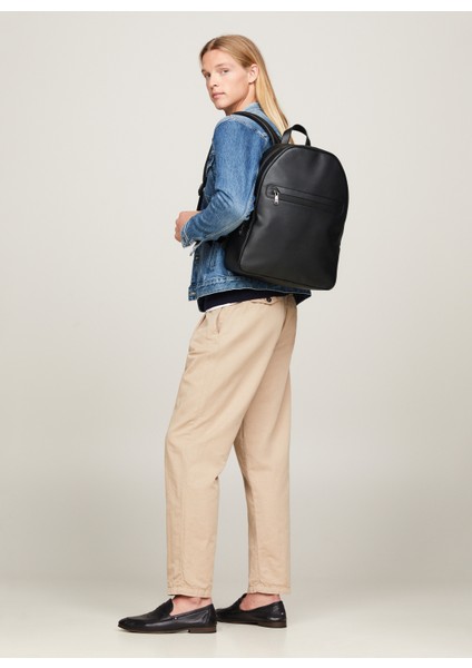Siyah Erkek Sırt Çantası Th Modern Pu Dome Backpack