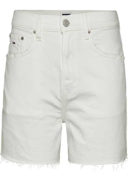 Standart Bel Normal Beyaz Kadın Şort Mom Uh Short BH6192
