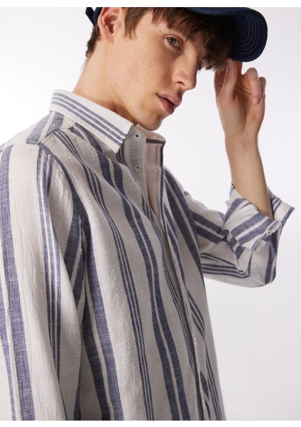 Relaxed Lacivert Erkek Gömlek W241232410 Uzun Kollu Gömlek modelleri