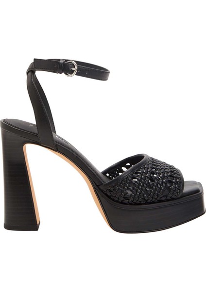 The Steady Ankle Strap Kadın Siyah Hasır Topuklu Sandalet