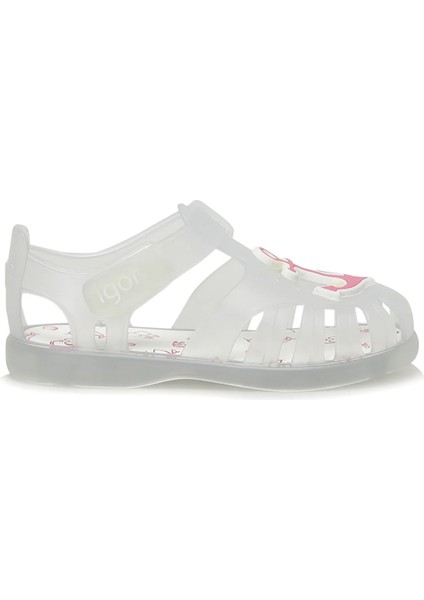 Beyaz - Pembe Kadın Sandalet S10234 Tobby Velcro Estrella