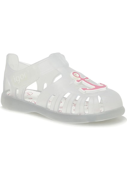 Beyaz - Pembe Kadın Sandalet S10234 Tobby Velcro Estrella