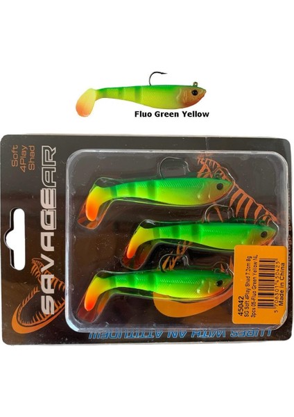 Soft 4play Shad 7.2cm 8gr 3'lü Paket Silikon Suni Yem