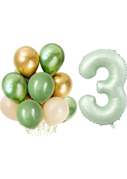 Retro Su Yeşili 3 Yaş Latex Balon Set