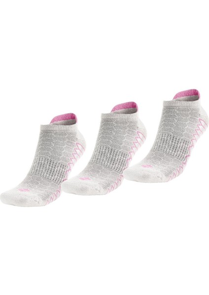Koku Yapmayan Koşu ve Yürüyüş Kadın Patik Pembe Gümüş Çorap 3'lü Paket