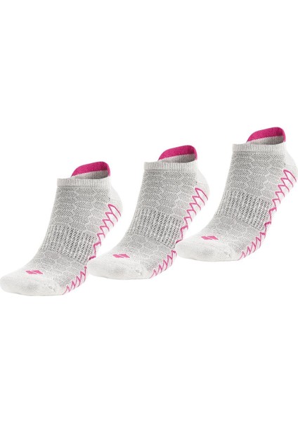 Koku Yapmayan Koşu ve Yürüyüş Kadın Patik Fuşya Gümüş Çorap 3'lü Paket