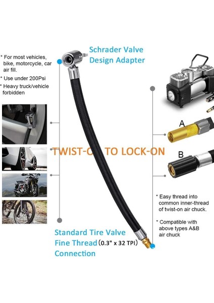 Araba Lastiği Hava Şişirme Hortumu - Siyah (Yurt Dışından) fiyatları