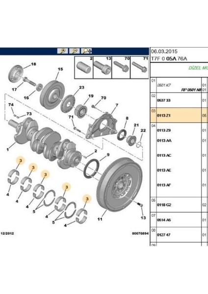 Ana Yatak Std 206 307 406 EW10 (H086/5STD-0113Q6)