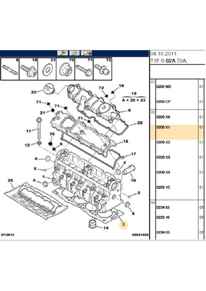 Silindir Kapak Contası Dw8 2 Tırnak Partner Expert Jumpy (2661523002-0209X1)