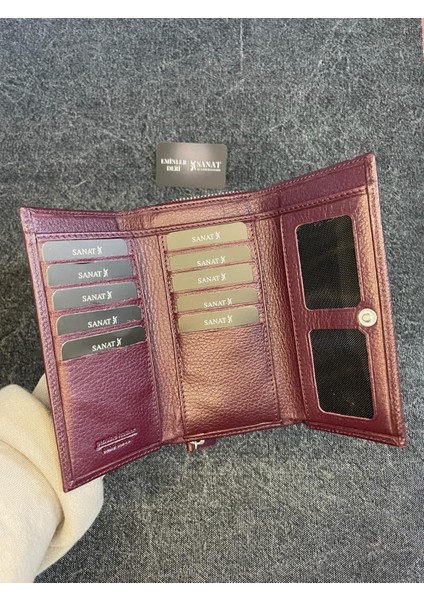 SL-2238 Deri Çok Kartlıklı ve Fermuarlı Cüzdan (16,5 Cm/9cm) Sanat Leather
