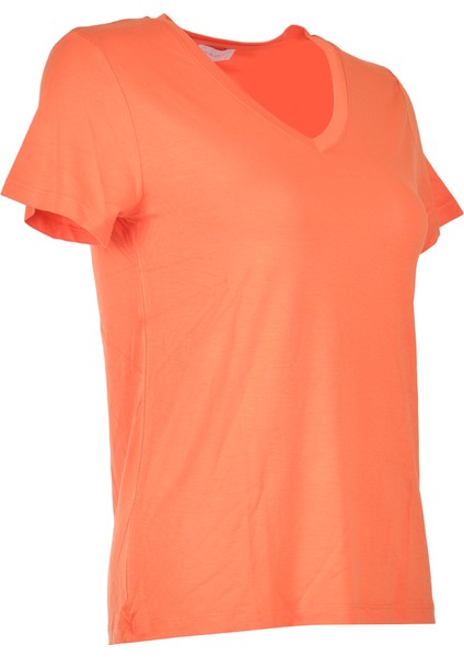 Daıdo V Yaka Basic Kısa Kollu Oranj Kadın T-Shirt 19Y291900970