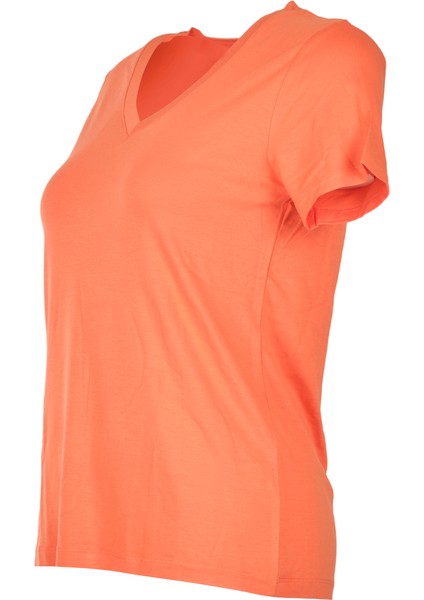 Daıdo V Yaka Basic Kısa Kollu Oranj Kadın T-Shirt 19Y291900970