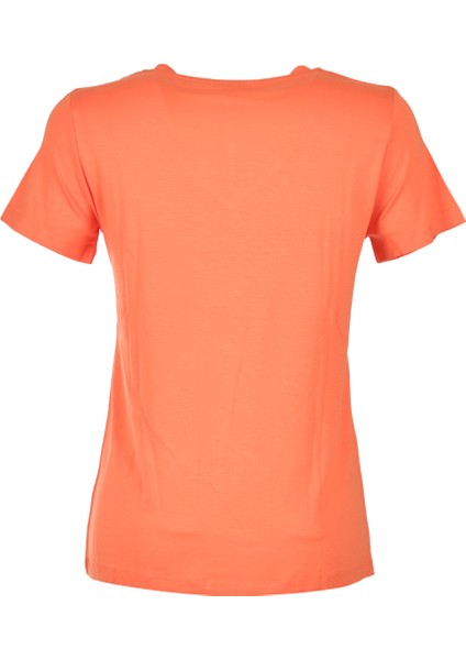 Daıdo V Yaka Basic Kısa Kollu Oranj Kadın T-Shirt 19Y291900970