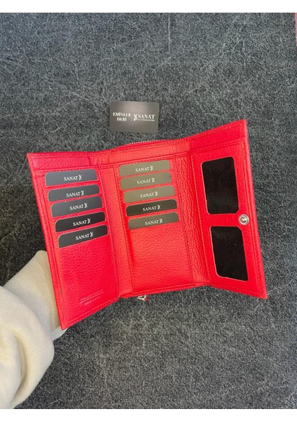 SL-2238 Deri Çok Kartlıklı ve Fermuarlı Cüzdan (16,5 Cm/9cm) Sanat Leather