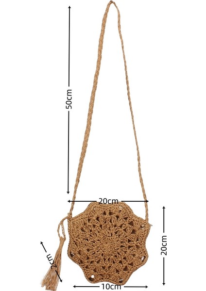 Modaya Uygun Edebi Sekizgen Çapraz Askılı Hasır Çanta (Yurt Dışından)
