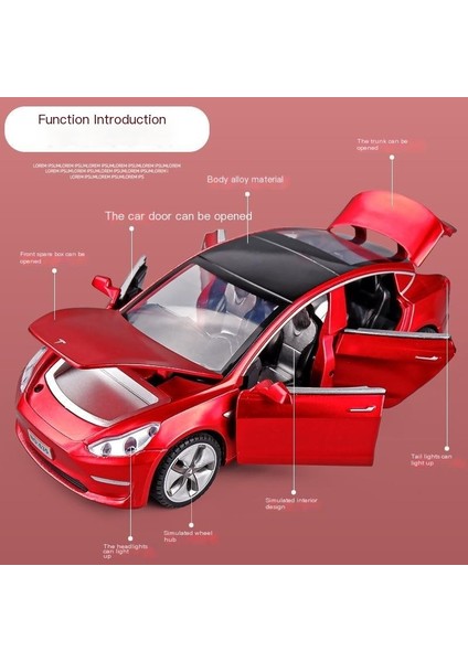 Kutulu 1:32 Tesla Model3 Araba Modeli Simülasyon Alaşım Ses ve Işık Oyuncak Araba (Yurt Dışından)