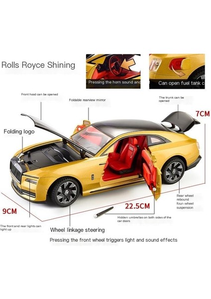 1:24 Rolls#royce Shining Alaşım Araba Modeli Oyuncak Süsler (Yurt Dışından)
