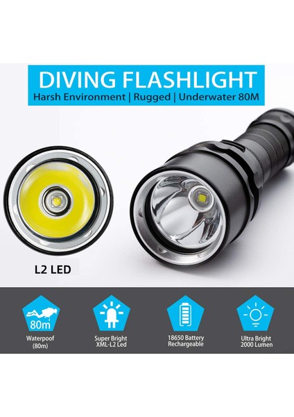 Yüksek Güçlü Beyaz Işık L2 Derin Deniz Sualtı Aydınlatma Güçlü Işık Dalış El Feneri LED Magnetron Anahtarı (Yurt Dışından) fırsatları