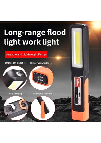 Cob LED Çalışma Işığı Taşınabilir Manyetik Otomotiv Muayene El Feneri USB Şarj Süper Parlak Açık Kamp Atölye Lambası (Yurt Dışından) fiyatları