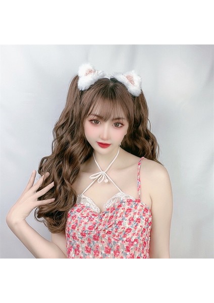 At Kuyruğu Peruk Kadın Klipsli Yüksek At Kuyruğu Uzun Kıvırcık Saç Büyük Dalga Kıvırcık Saç Çift At Kuyruğu Örgü Peruk (Yurt Dışından) modelleri