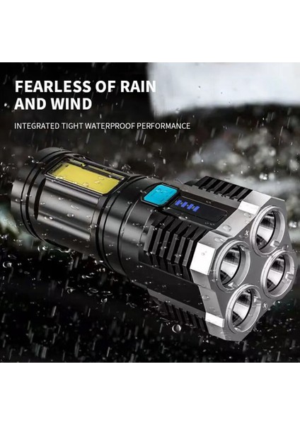 4 Çekirdekli LED Çok Fonksiyonlu Parlak El Feneri Cob Yan Işık Açık Taşınabilir Ev USB Şarj Edilebilir El Feneri (Yurt Dışından) fırsatları