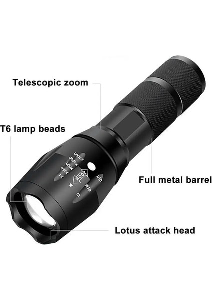 Sınır Ötesi T6 Güçlü Işık El Feneri LED Alüminyum Alaşım Teleskopik Yakınlaştırma USB Şarj Açık Projektör Uzaktan El Feneri (Yurt Dışından) indirimleri