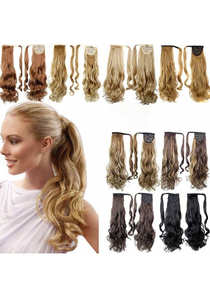 Stoktaki Fabrika Avrupa ve Amerikan Peruk Seti Uzun Kıvırcık Peruk Velcro At Kuyruğu Kadın Kimyasal Fiber Peruk Saç Uzatma (Yurt Dışından)