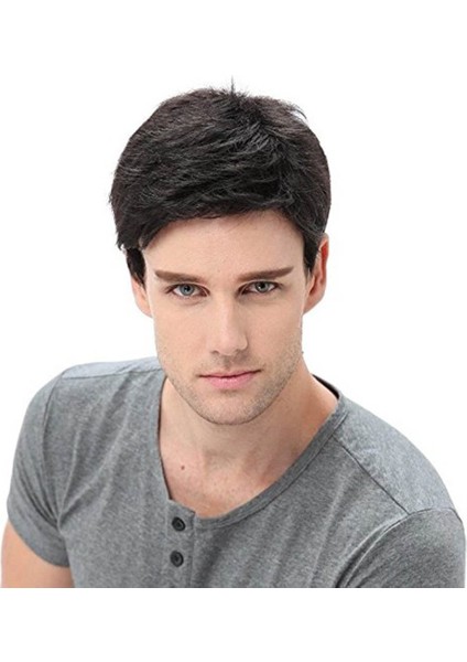 Adam Eğik Patlama Saçları Için Doğal Gerçekçi Yüksek Sıcaklık Fiber Peruk - Siyah (Yurt Dışından) fiyatları