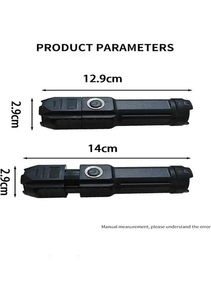 Enjoy Outdoor El Feneri Dış Aydınlatma Lambası Teleskopik Yakınlaştırma Güçlü Işık El Feneri USB Şarj Küçük Taşınabilir Spot Işığı Uzun Menzilli Sel (Yurt Dışından)