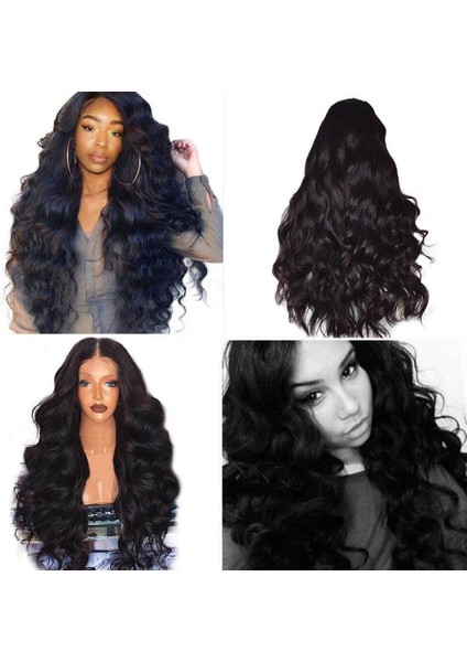 Siyah Kıvırcık Dalgalı Vücut Dalgası Dantel Ön Saç Perukları (Yurt Dışından) fiyatları