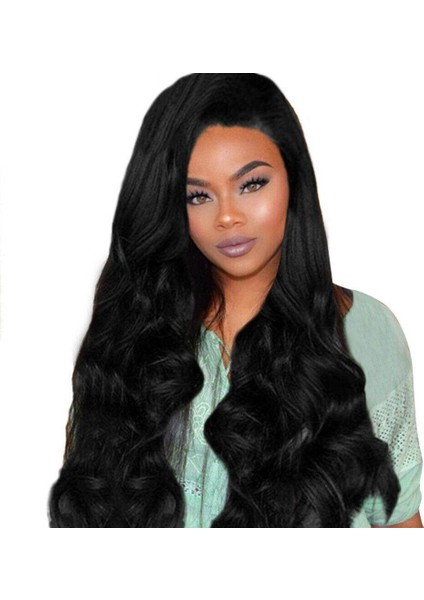 Siyah Kıvırcık Dalgalı Vücut Dalgası Dantel Ön Saç Perukları (Yurt Dışından) fırsatları