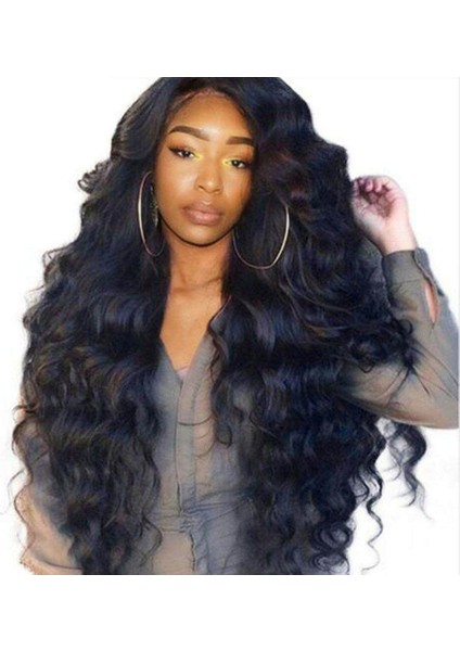 Siyah Kıvırcık Dalgalı Vücut Dalgası Dantel Ön Saç Perukları (Yurt Dışından) indirimleri