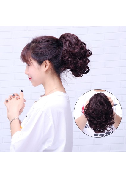 At Kuyruğu Kısa Kıvırcık Saç Pençe Klip Tarzı Büyük Dalga Kıvırcık Saç At Kuyruğu Doğal Gerçekçi At Kuyruğu Uzantıları Bandaj Peruk (Yurt Dışından)