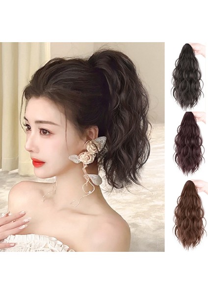 Peruk At Kuyruğu Kadın Bulut Sıcak Internet Ünlü Kavrama Armut Çiçeği Su Dalgalanma Doğal Dikişsiz Kısa Saç Yüksek At Kuyruğu Örgüsü (Yurt Dışından)