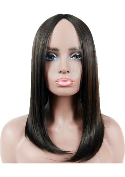 Kadın Omuz Boyu Kısa Peruk Ortadan Parçalı Kakül Orta Boy Tam Üst Saç Örtüsü (Yurt Dışından) indirimleri