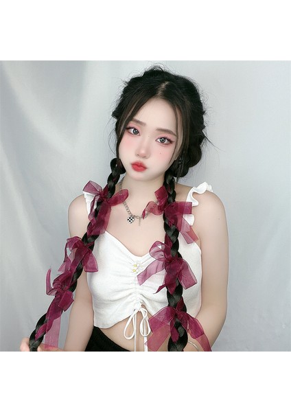 Fabrika Yeni Peruk Kadın Iplik Şerit Yay Örgülü Saç Üç Telli Örgü Yüksek Sıcaklık Fiber Mekanizması Çift At Kuyruğu Tek Parça Dropshipping (Yurt Dışından) fırsatları