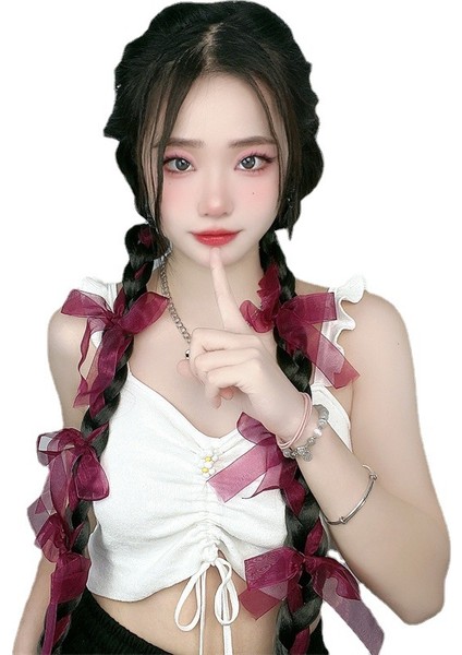 Fabrika Yeni Peruk Kadın Iplik Şerit Yay Örgülü Saç Üç Telli Örgü Yüksek Sıcaklık Fiber Mekanizması Çift At Kuyruğu Tek Parça Dropshipping (Yurt Dışından) indirimleri