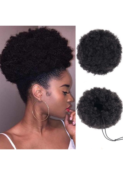 Afrika Siyah Afro Peruk Saç Torbası Kabarık Tomurcuk Bun Yüksek Sıcaklık Fiber Peruk Tomurcuk Mikro Hacimli Saç Torbası (Yurt Dışından)